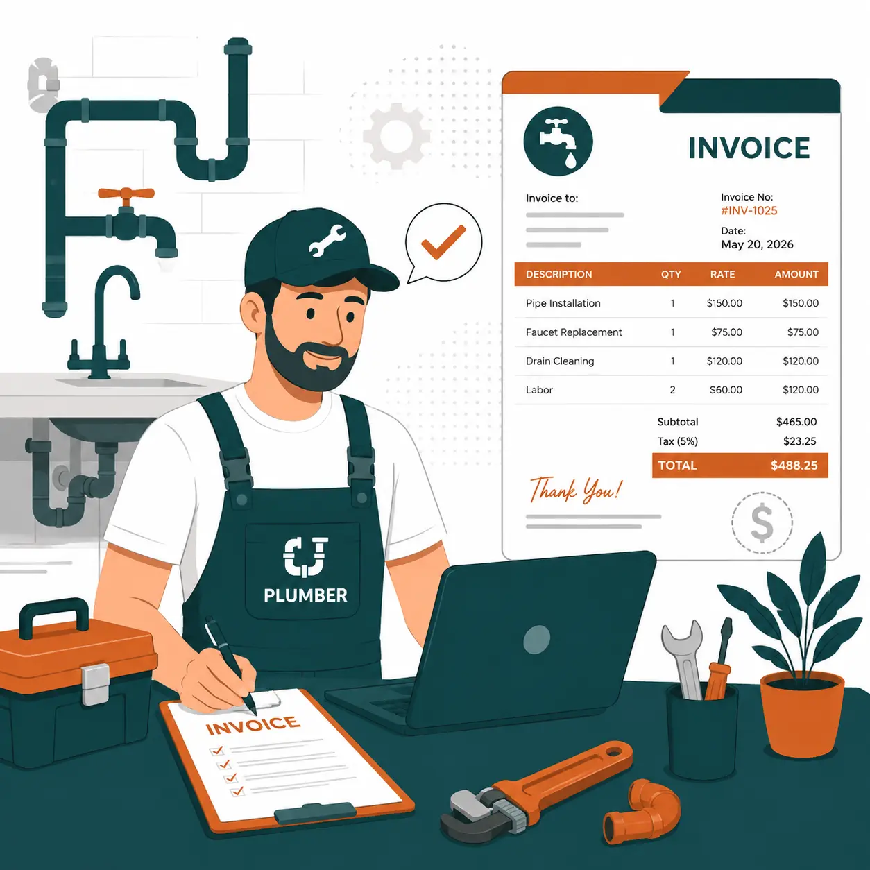 Plumbing Invoice Template Example